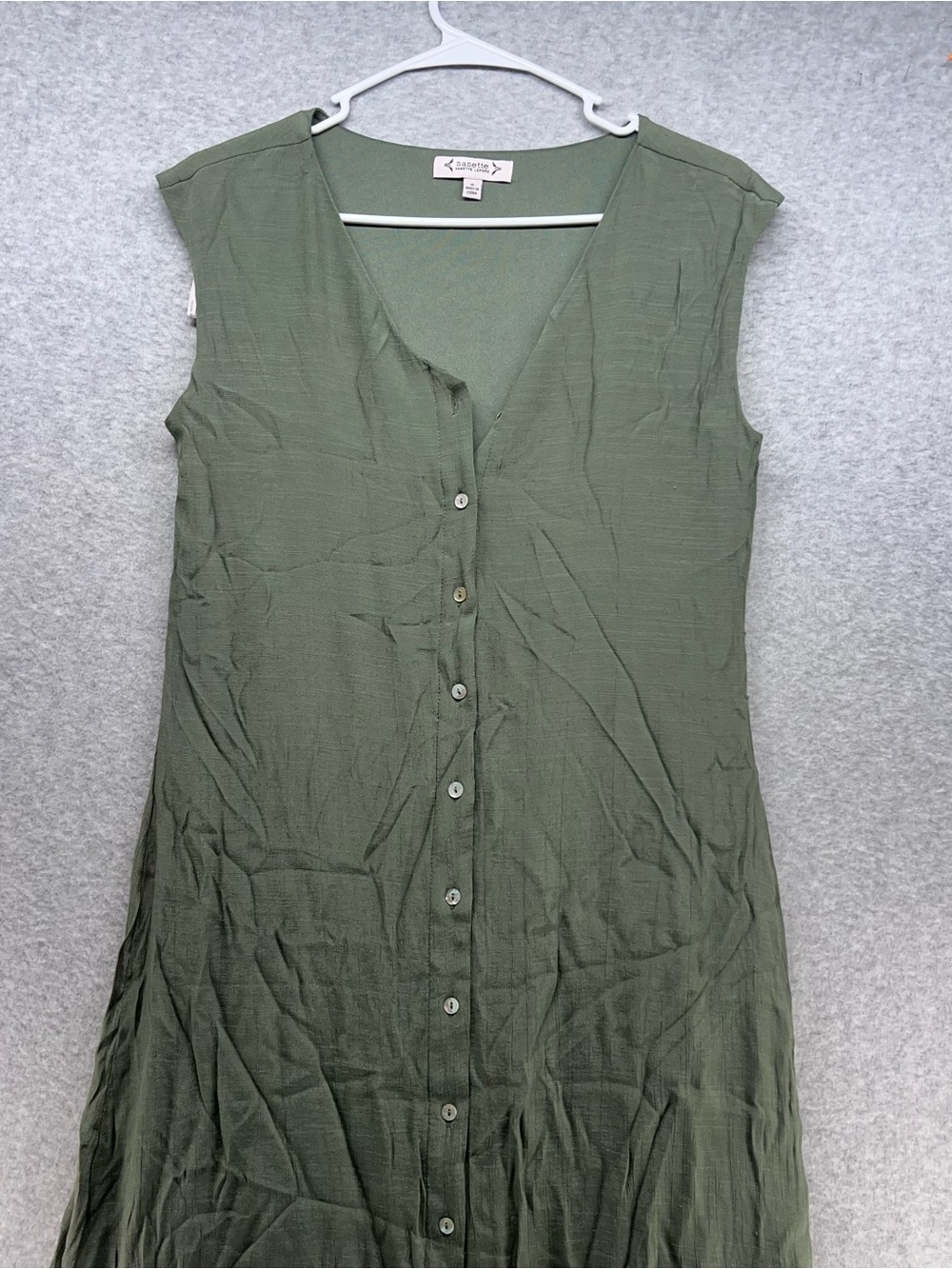 Nanette Lepore Olive Sleeveless Button-Front Maxi Dress